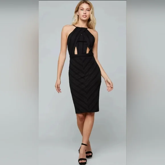Bebe Halter Cutout Midi Dress - Picture 1 of 3